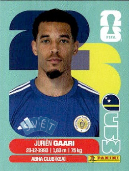 Jurien Gaari Curacao samolepka Panini World Cup 2026 #CUW5