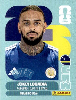 Jurgen Locadia Curacao samolepka Panini World Cup 2026 #CUW17