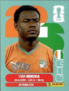 Evan Ndicka Cote D'Ivoire samolepka Panini World Cup 2026 #CIV6