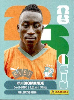Yan Diomande Cote D'Ivoire samolepka Panini World Cup 2026 #CIV18