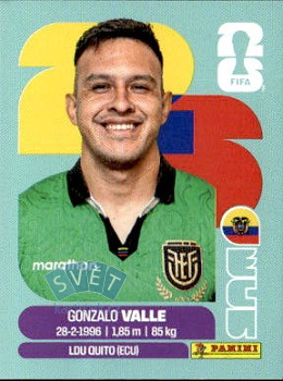 Gonzalo Valle Ecuador samolepka Panini World Cup 2026 #ECU3