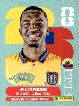 Willian Pacho Ecuador samolepka Panini World Cup 2026 #ECU6