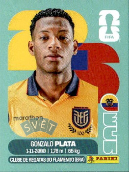 Gonzalo Plata Ecuador samolepka Panini World Cup 2026 #ECU16