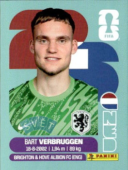 Bart Verbruggen Netherlands samolepka Panini World Cup 2026 #NED2