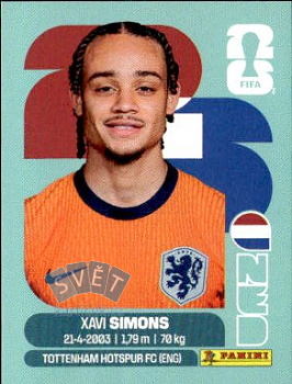 Xavi Simons Netherlands samolepka Panini World Cup 2026 #NED15