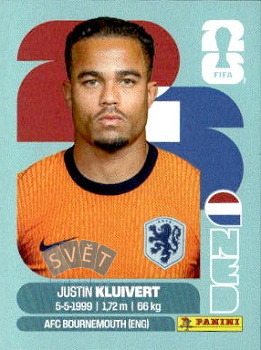Justin Kluivert Netherlands samolepka Panini World Cup 2026 #NED16