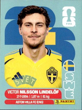 Victor Nilsson Lindelof Sweden samolepka Panini World Cup 2026 #SWE6