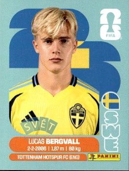 Lucas Bergvall Sweden samolepka Panini World Cup 2026 #SWE8