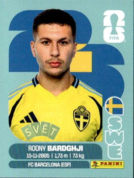 Roony Bardghji Sweden samolepka Panini World Cup 2026 #SWE16