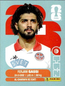 Ferjani Sassi Tunisia samolepka Panini World Cup 2026 #TUN11
