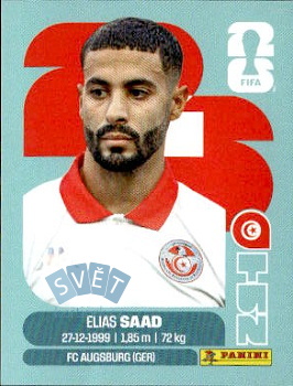 Elias Saad Tunisia samolepka Panini World Cup 2026 #TUN16