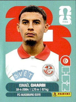 Ismael Gharbi Tunisia samolepka Panini World Cup 2026 #TUN18