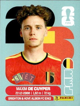 Maxim De Cuyper Belgium samolepka Panini World Cup 2026 #BEL7