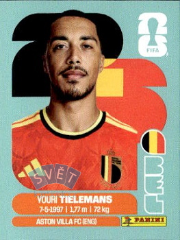 Youri Tielemans Belgium samolepka Panini World Cup 2026 #BEL9