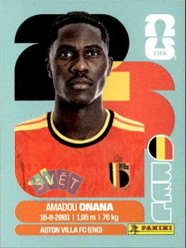 Amadou Onana Belgium samolepka Panini World Cup 2026 #BEL10