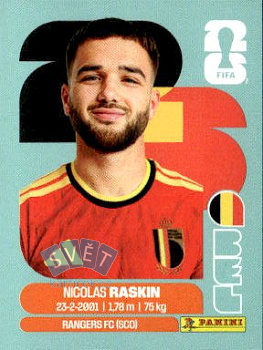 Nicolas Raskin Belgium samolepka Panini World Cup 2026 #BEL11