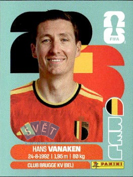 Hans Vanaken Belgium samolepka Panini World Cup 2026 #BEL14