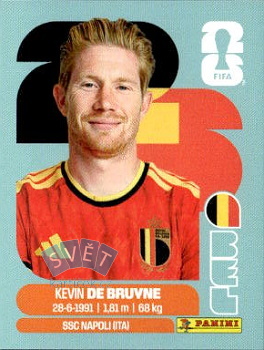 Kevin De Bruyne Belgium samolepka Panini World Cup 2026 #BEL15