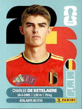 Charles De Ketelaere Belgium samolepka Panini World Cup 2026 #BEL17