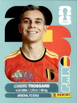 Leandro Trossard Belgium samolepka Panini World Cup 2026 #BEL18