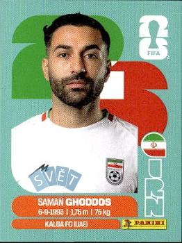 Saman Ghoddos Iran samolepka Panini World Cup 2026 #IRN12