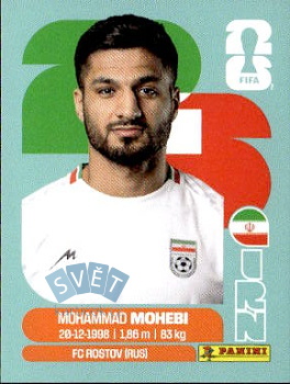 Mohammad Mohebi Iran samolepka Panini World Cup 2026 #IRN16