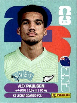 Alex Paulsen New Zealand samolepka Panini World Cup 2026 #NZL3