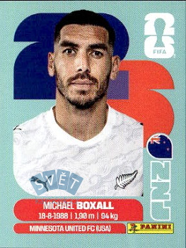 Michael Boxall New Zealand samolepka Panini World Cup 2026 #NZL4