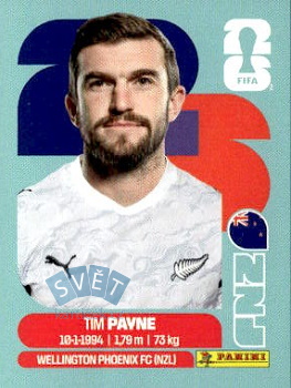 Tim Payne New Zealand samolepka Panini World Cup 2026 #NZL6