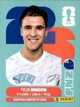 Tyler Bindon New Zealand samolepka Panini World Cup 2026 #NZL7