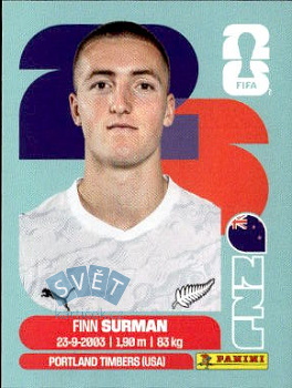Finn Surman New Zealand samolepka Panini World Cup 2026 #NZL9