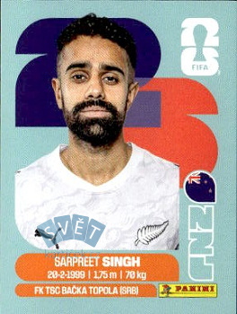 Sarpreet Singh New Zealand samolepka Panini World Cup 2026 #NZL11