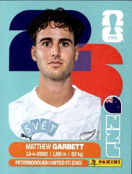 Matthew Garbett New Zealand samolepka Panini World Cup 2026 #NZL14