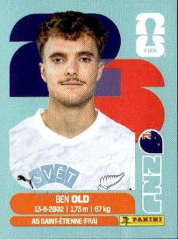 Ben Old New Zealand samolepka Panini World Cup 2026 #NZL16