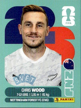 Chris Wood New Zealand samolepka Panini World Cup 2026 #NZL17