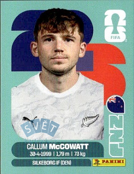 Callum McCowatt New Zealand samolepka Panini World Cup 2026 #NZL19