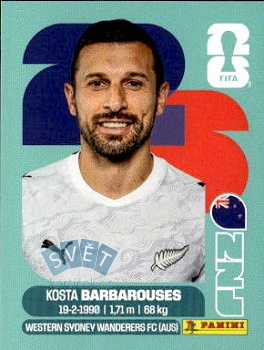 Kosta Barbarouses New Zealand samolepka Panini World Cup 2026 #NZL20