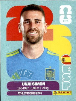 Unai Simon Spain samolepka Panini World Cup 2026 #ESP2