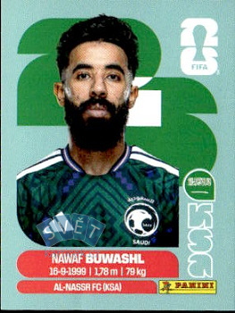 Nawaf Bouwashl Saudi Arabia samolepka Panini World Cup 2026 #KSA5