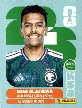 Musab Aljuwayr Saudi Arabia samolepka Panini World Cup 2026 #KSA9