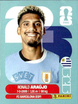Ronald Araujo Uruguay samolepka Panini World Cup 2026 #URU4