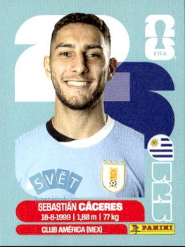 Sebastian Caceres Uruguay samolepka Panini World Cup 2026 #URU6
