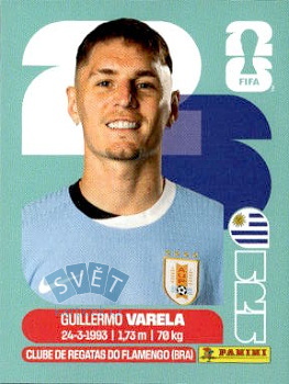 Guillermo Varela Uruguay samolepka Panini World Cup 2026 #URU8