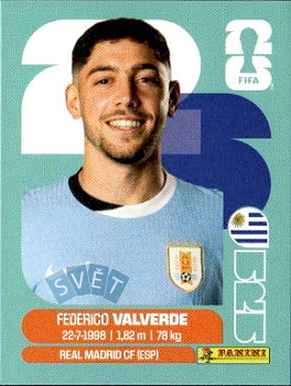 Federico Valverde Uruguay samolepka Panini World Cup 2026 #URU10