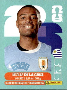 Nicolas de la Cruz Uruguay samolepka Panini World Cup 2026 #URU15