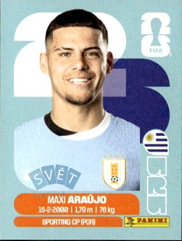 Maxi Araujo Uruguay samolepka Panini World Cup 2026 #URU16