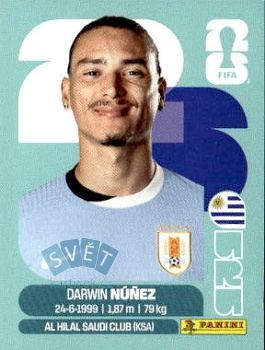 Darwin Nunez Uruguay samolepka Panini World Cup 2026 #URU17