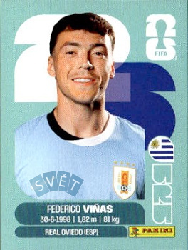 Federico Vinas Uruguay samolepka Panini World Cup 2026 #URU18