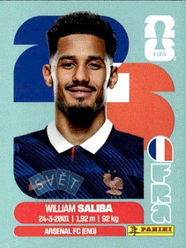 William Saliba France samolepka Panini World Cup 2026 #FRA4
