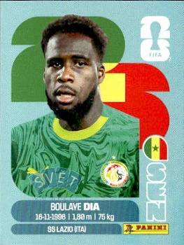 Boulaye Dia Senegal samolepka Panini World Cup 2026 #SEN17